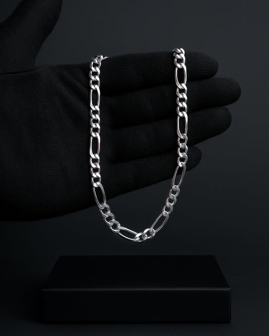 Cadena Figaro 60cm x 6mm Plata Ley .925 auténtica