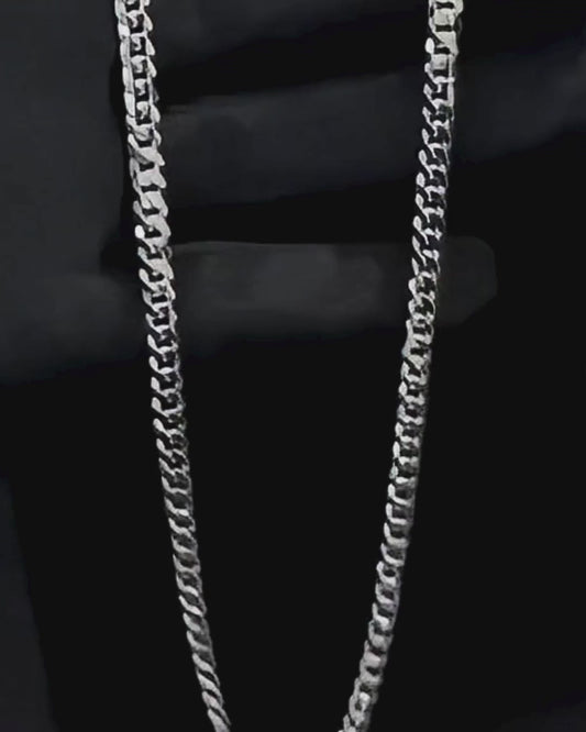 Cadena Cubana 60cm x 6.5mm Plata Pura Ley .925 auténtica