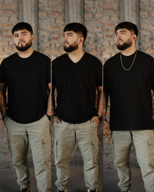 Triple Estilo - Pack 3x Playeras Negras PREMIUM